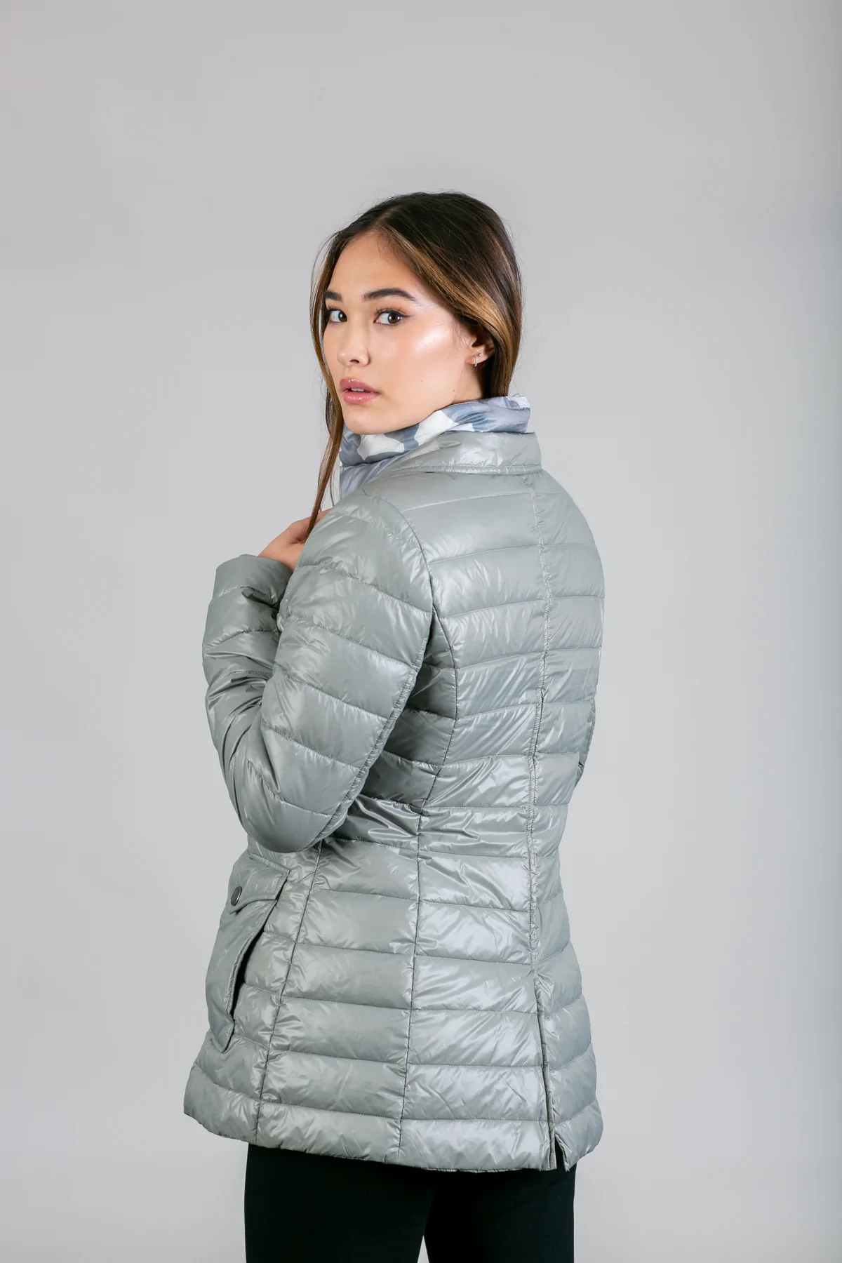 Double Up Quilted Coat Pewter