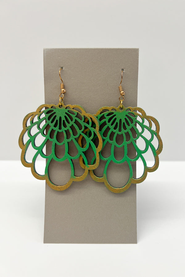 Teal Brushed Gold Earrings