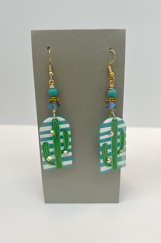 Striped Cactus Earrings