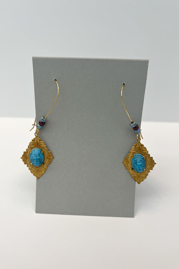 Gold and Turquoise Stone Earrings