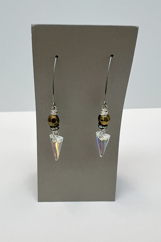 Mixed Metal Stone Drop Earrings