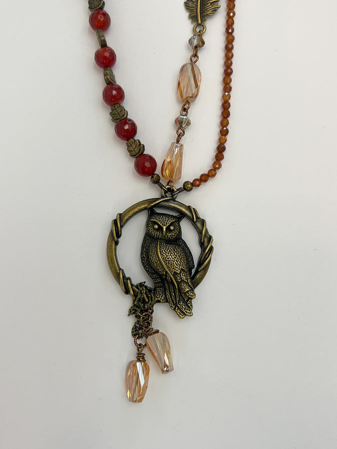 Owl Bead Trio Necklace