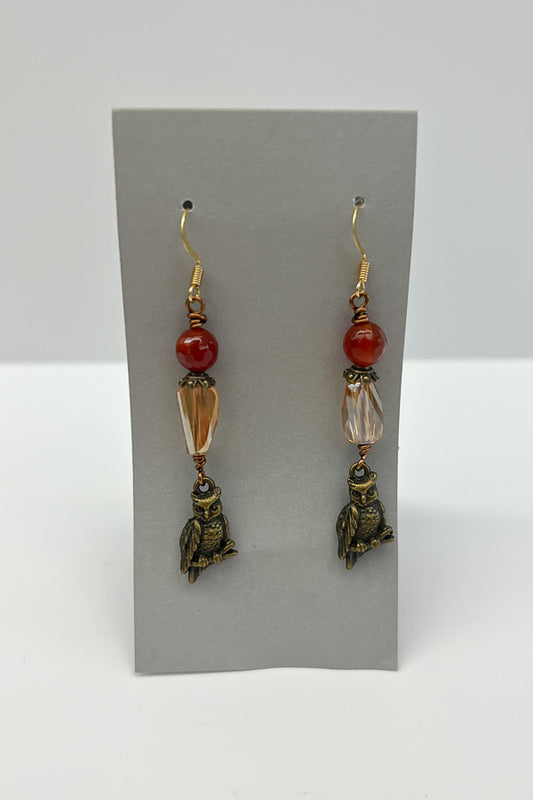 Owl Drop Bead Earring