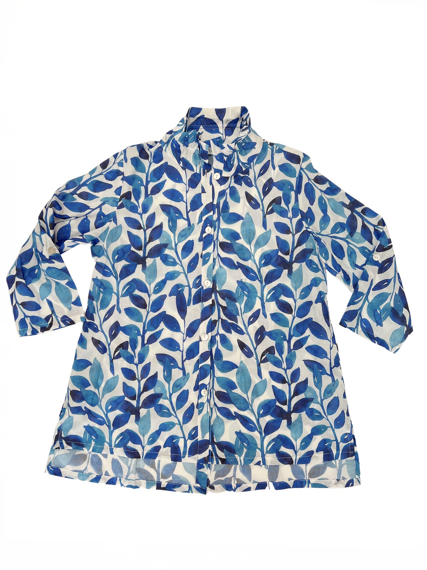 Wire Collar Button Down  Printed Shirt