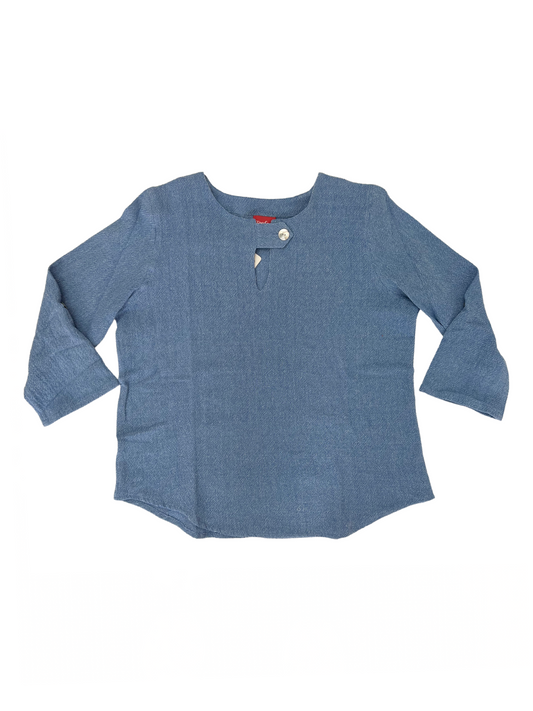 Round Neck Tab Detail Pullover Periwinkle