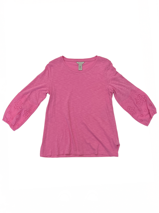 3/4 Slv Wide Nk Top Pink