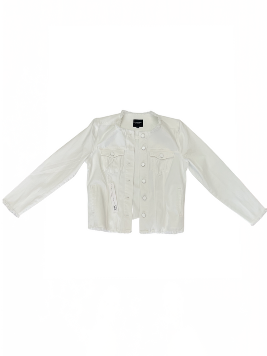 Frayed Collar Jean Jacket Bright White