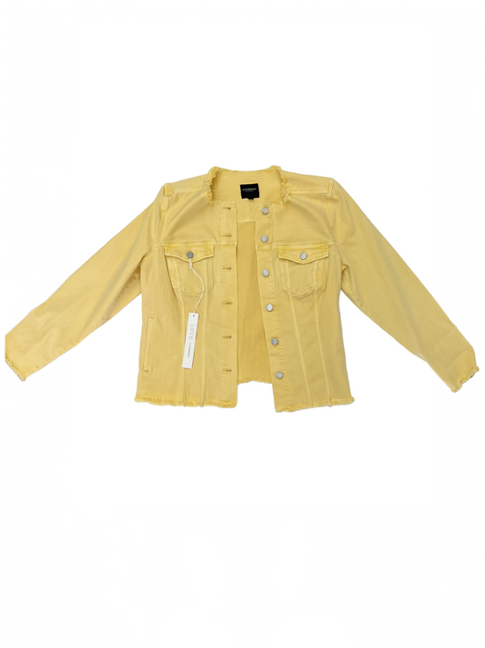 Frayed Collar Jean Jacket Canary Yellow