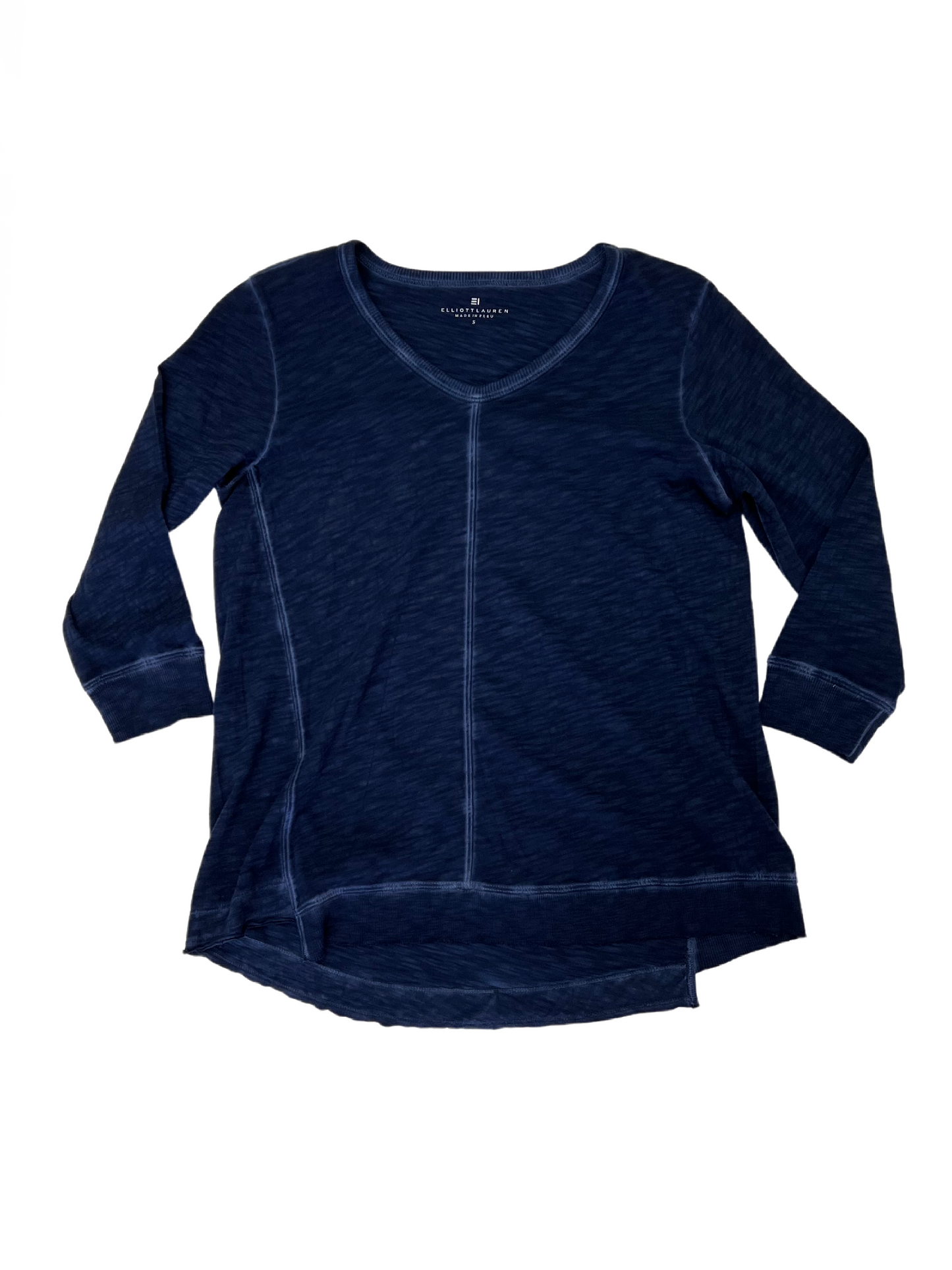 Ribbed V-Neck T-Shirt Navy