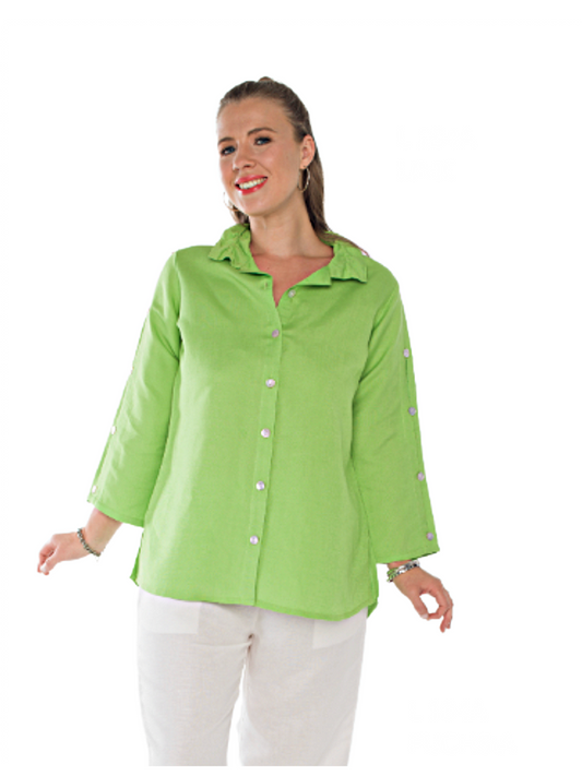 Sleeve Button Big Shirt Lime