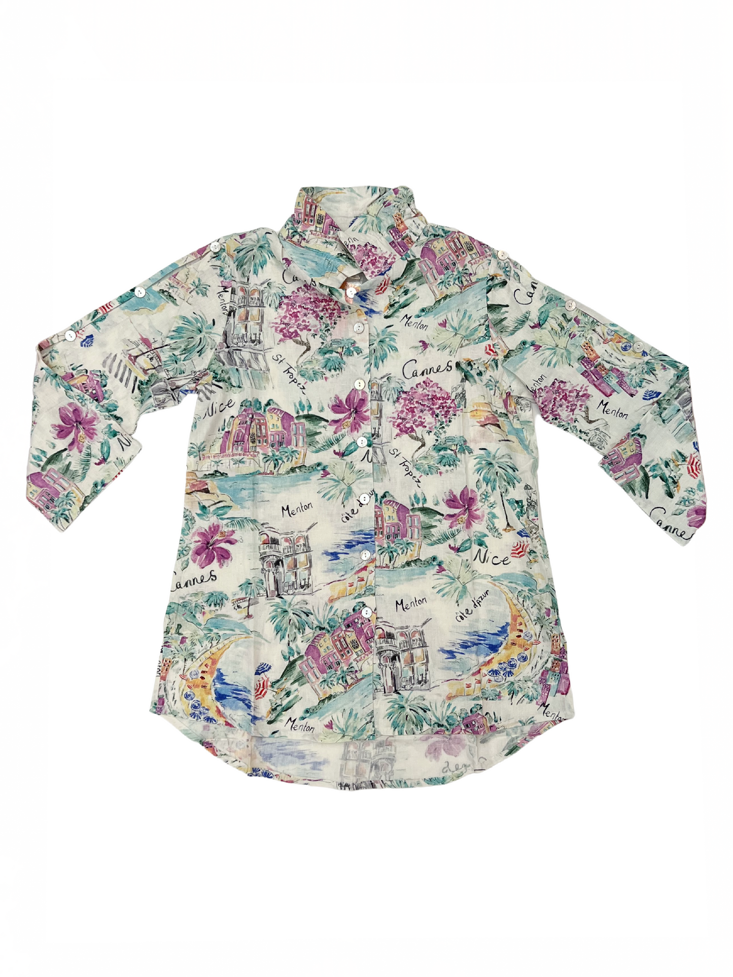 Wire Collar Button Down Shirt Print