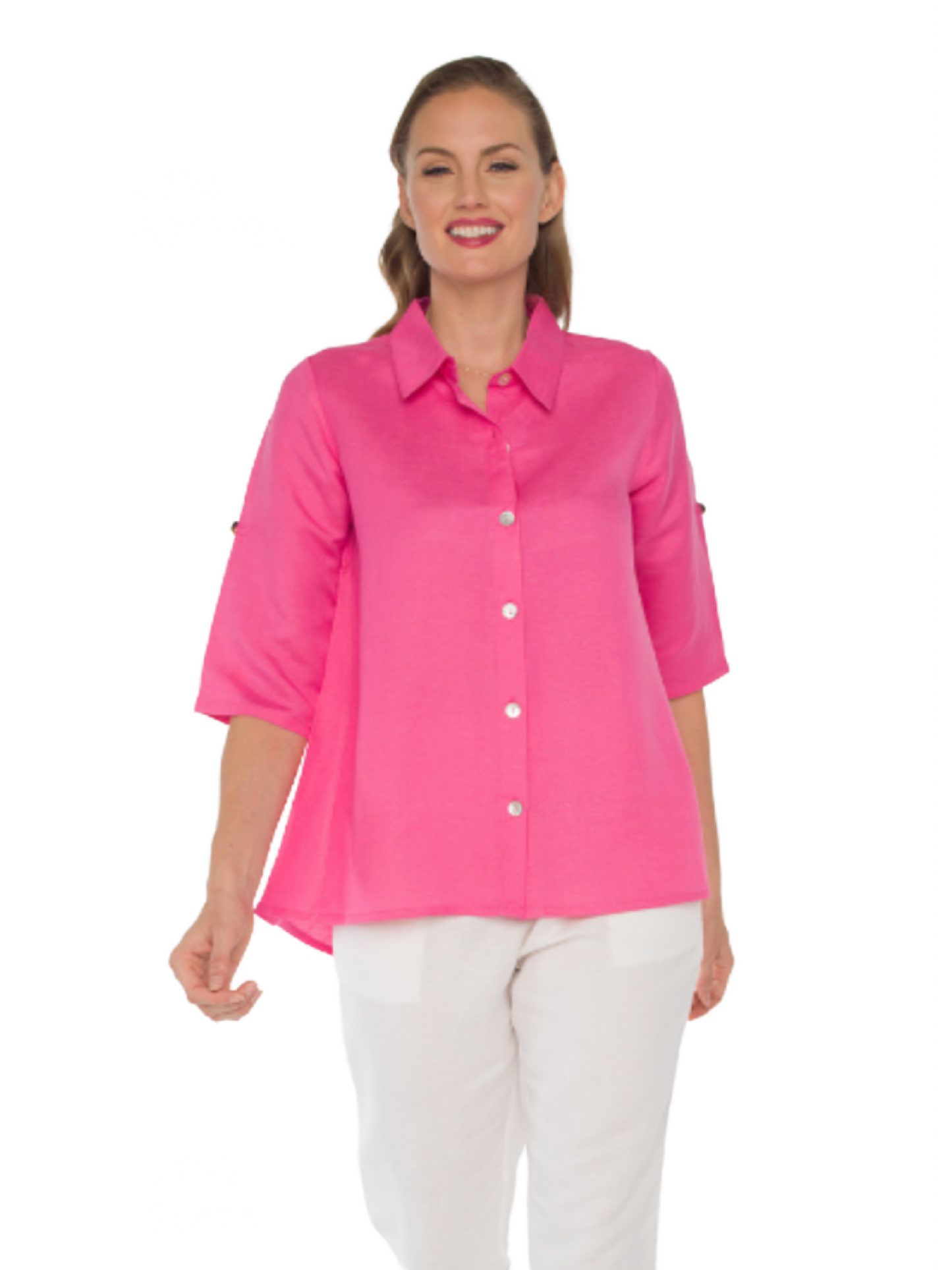 A Line Back Button Shirt Fuschsia