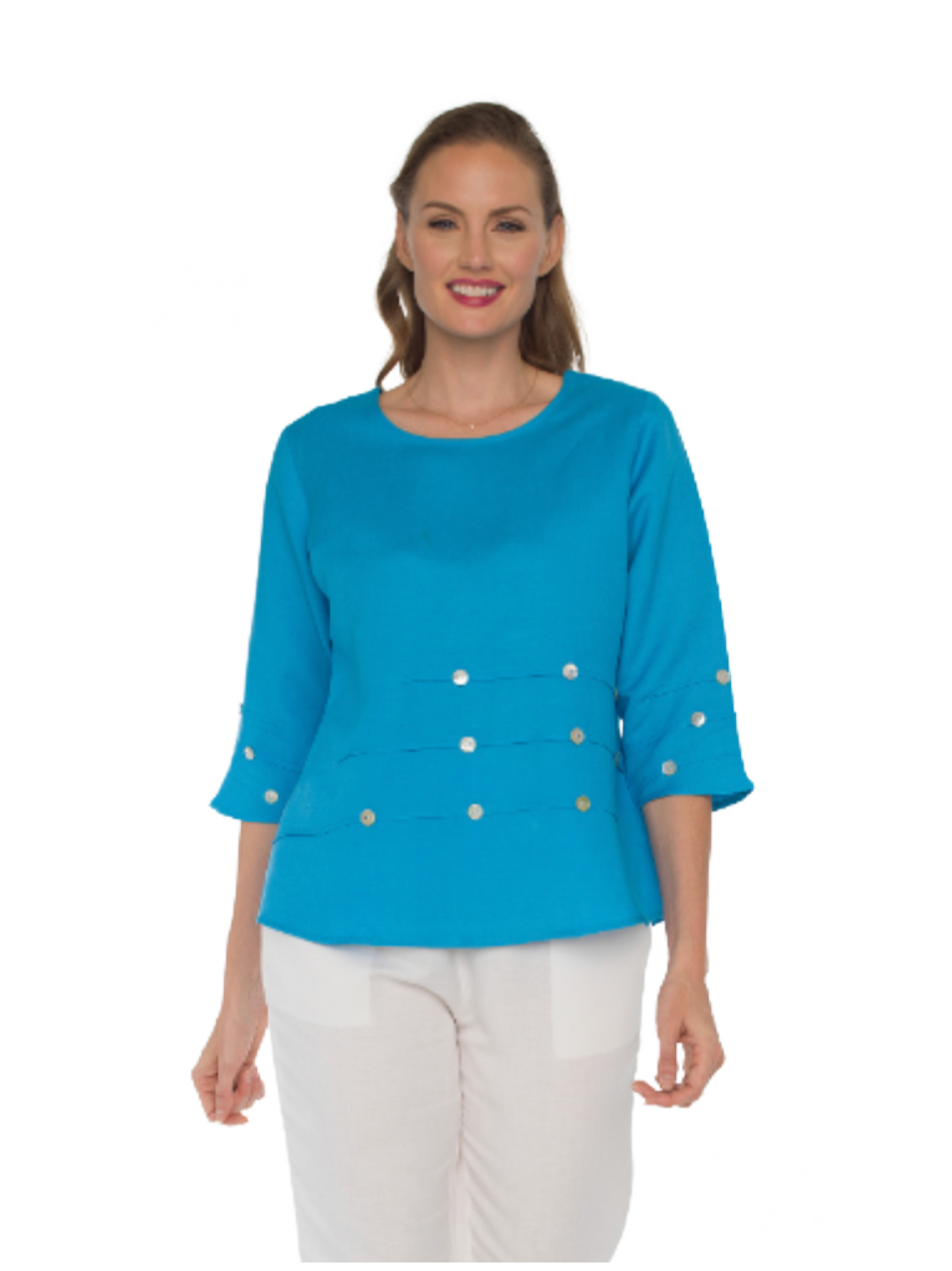 Pull Over Tunic with Button Detail Blue