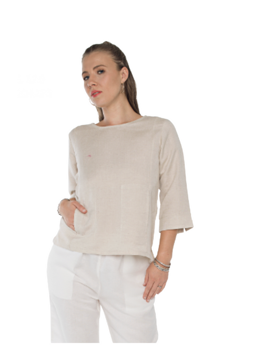 Round Neck 2 Pocket Tunic Khaki