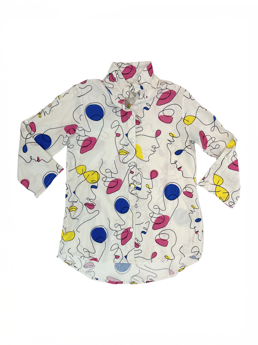 Wire Collar Button Down Shirt Print