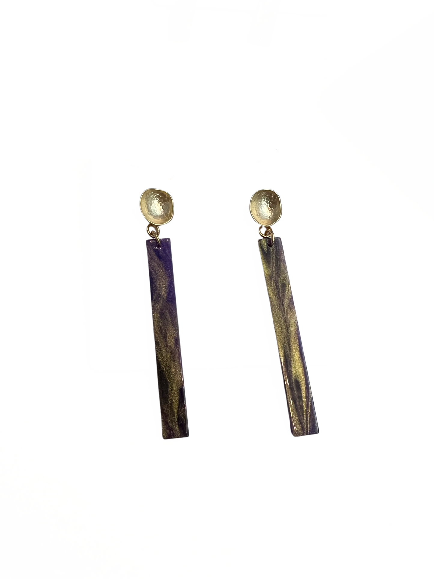 Acrylic Bar on Round Hammered Post Earring