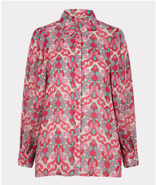 Gathering Blouse Shimmer Print