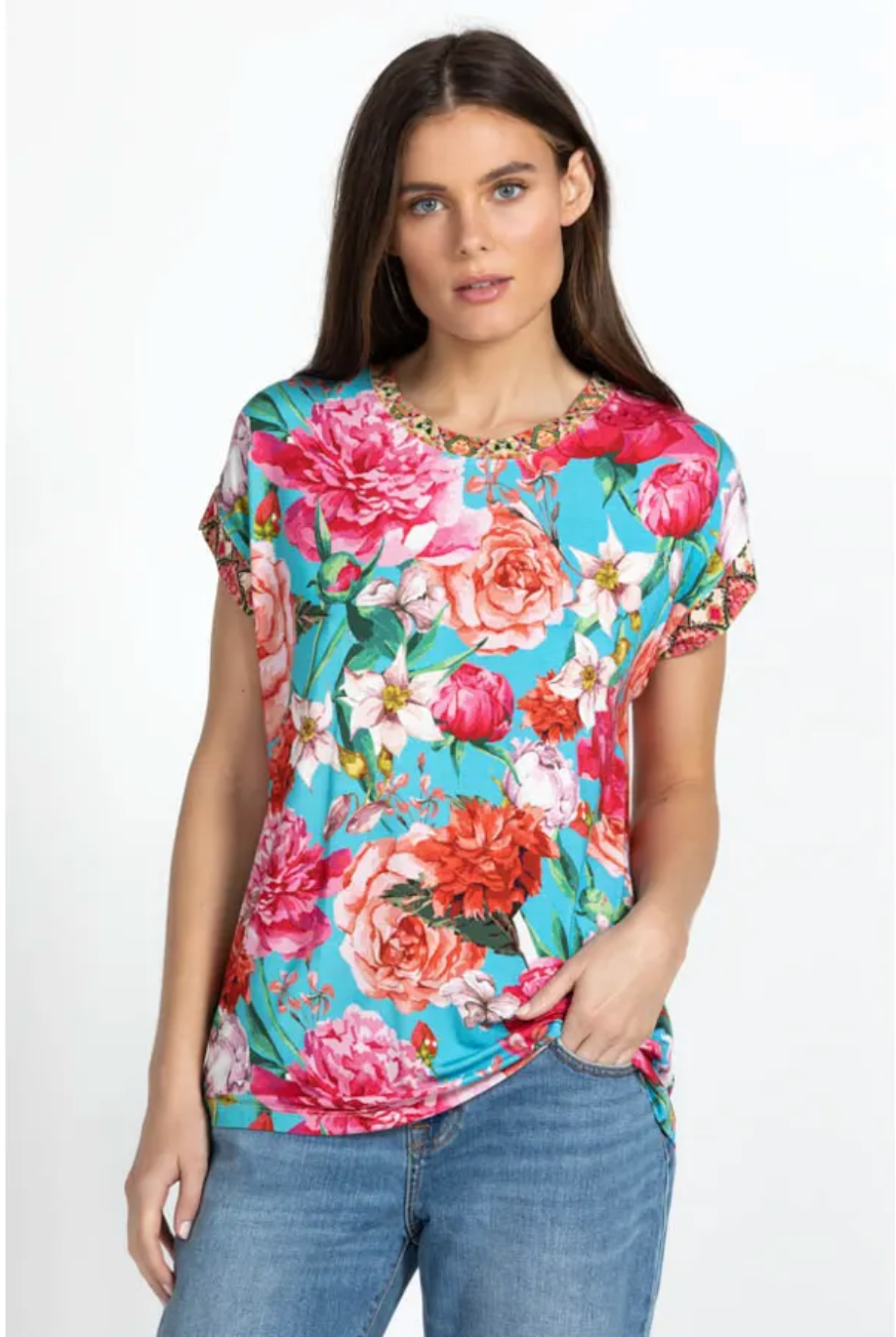 Pink Rose Relaxed Tee Multi