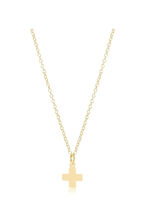 16" Necklace Gold-Signature Cross Gold Charm