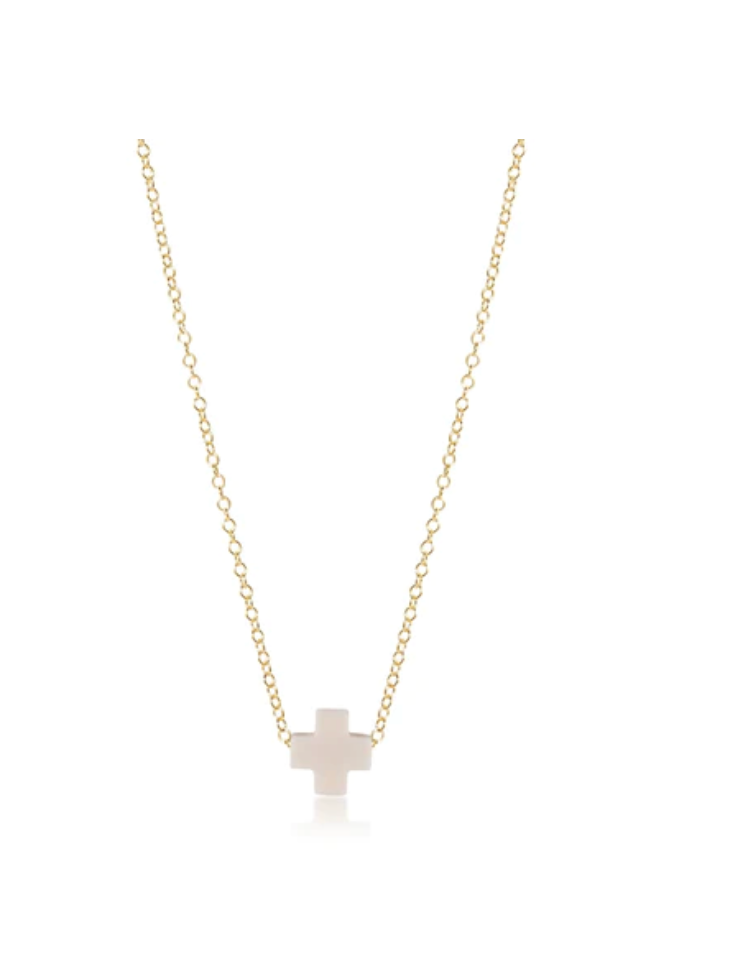 16" Necklace Gold-Signature Cross Off-White