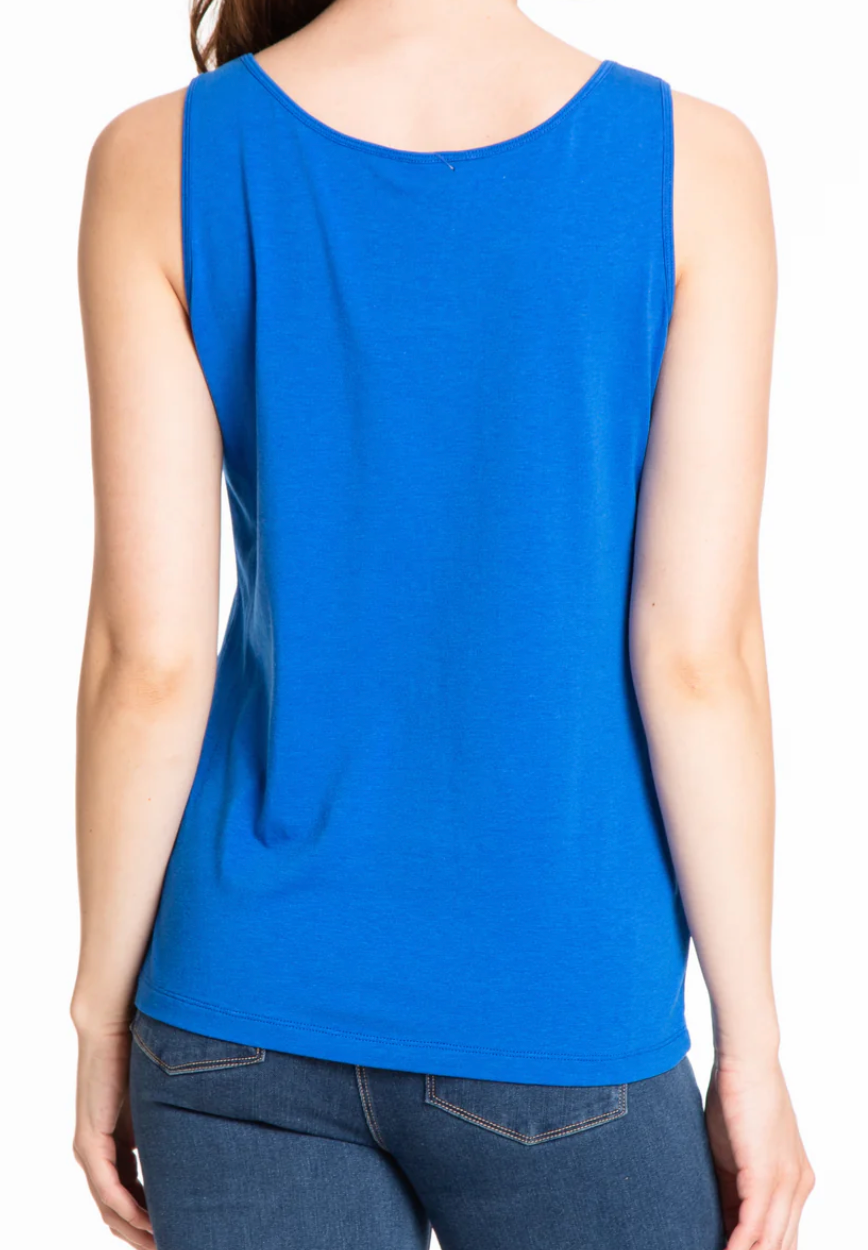 Double Scoop Neck Tank Blue Aster