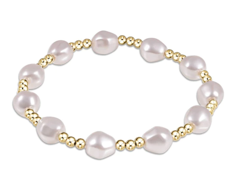 Admire Gold 3mm Bead Bracelet-Pearl