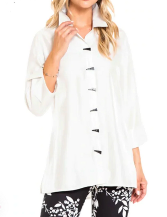 Turn-Up Cuff 3/4 Slv Blouse White