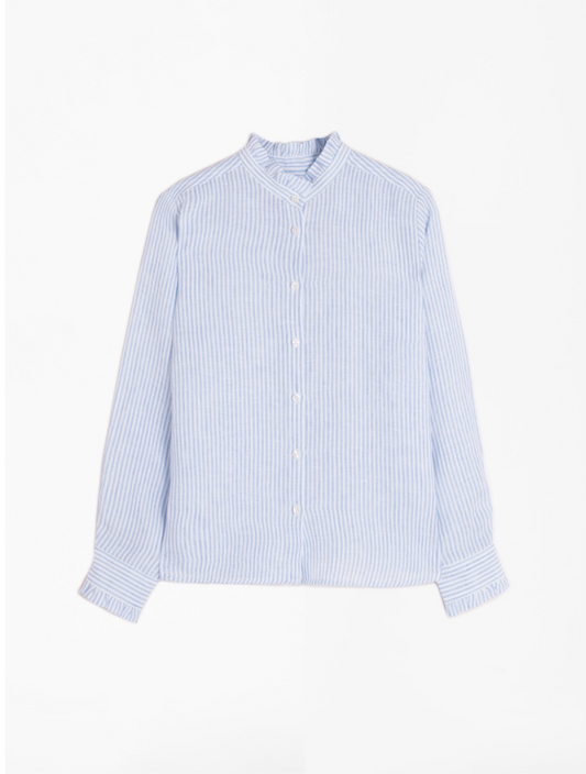 Diana Linen Stripe Shirt Blue