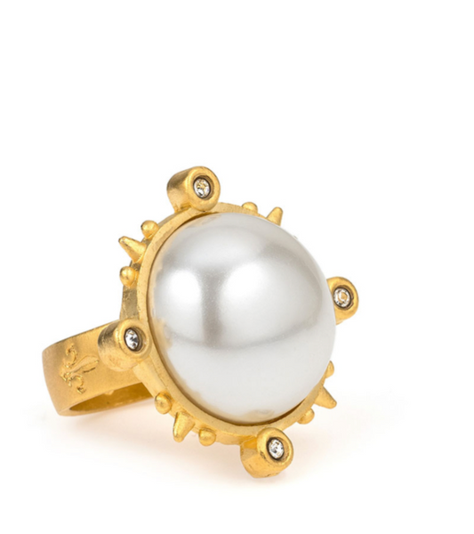 24K Gold Spiked Pearl Faux Ring