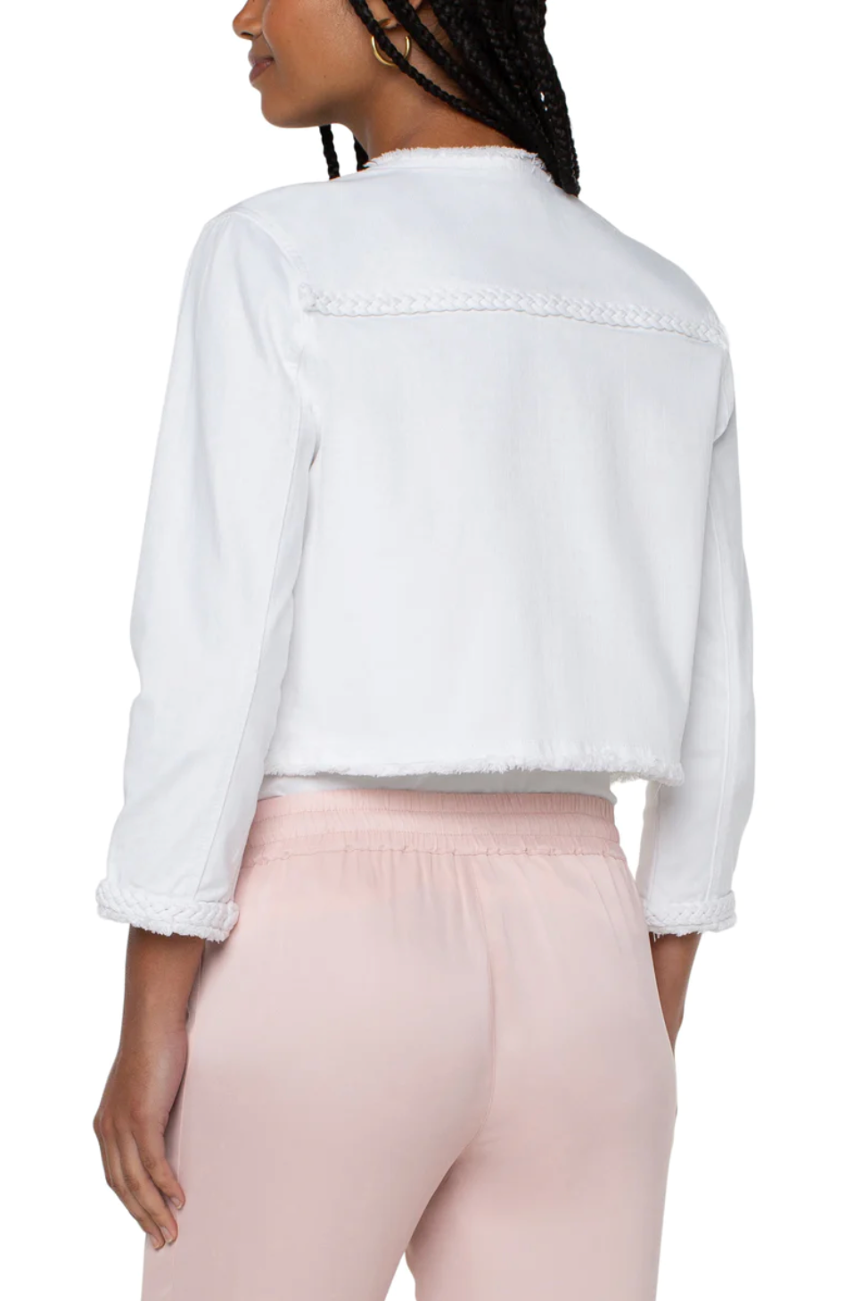 Cropped Jacket with Braid Bright White