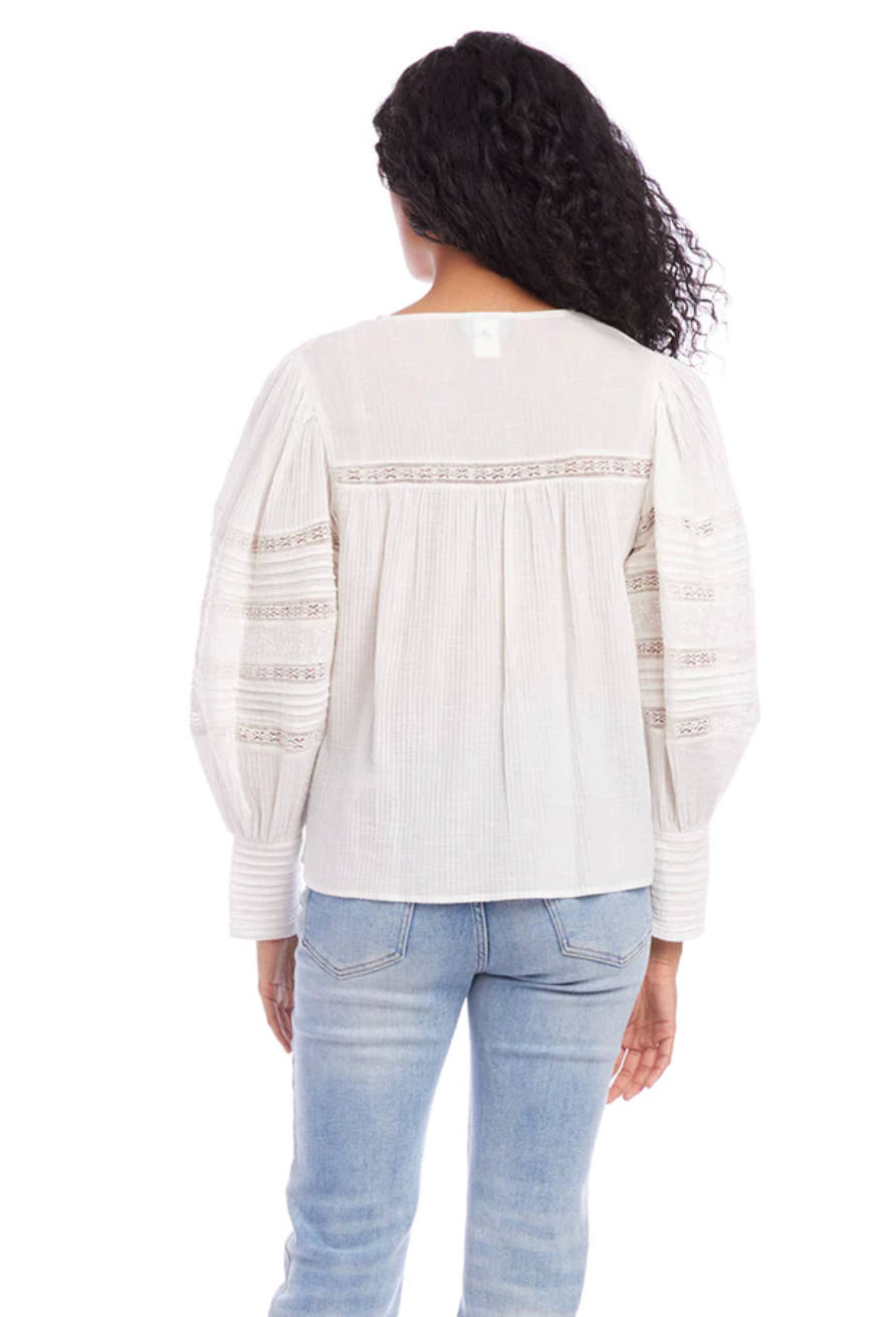 Blson Sleeve Lace Top Off White