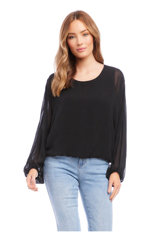 Lantern Sleeve Top Black