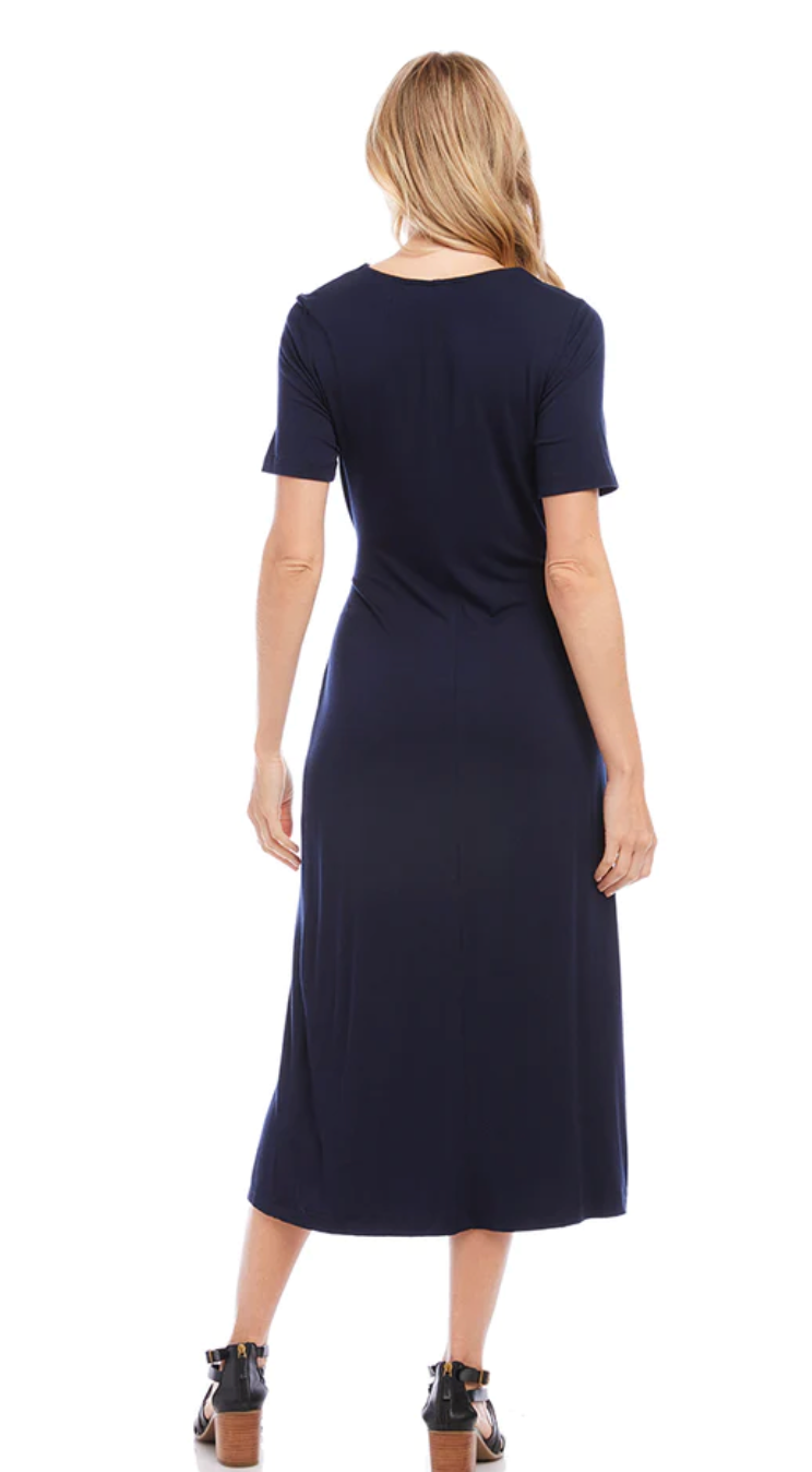 Faux Wrap Dress Navy