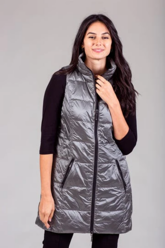 The Long Vest Printed Antique Silver