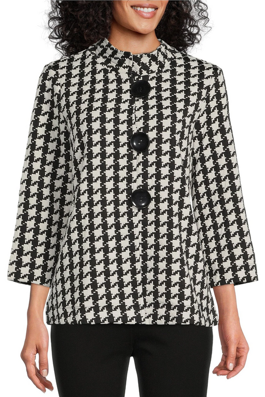 Houndstooth 3/4 Sleeve Jacket