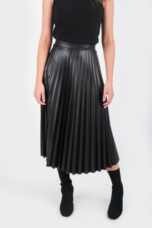 Faux Leather Pleated Skirt