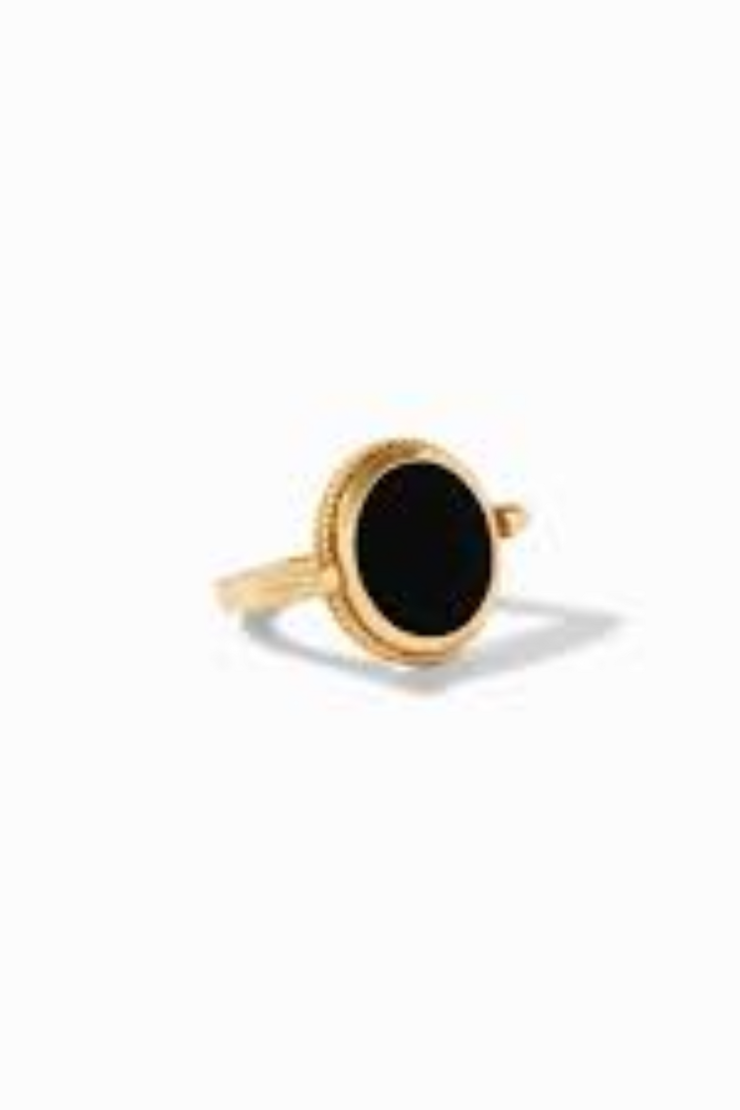 Coin Revolving Ring Gold Obsidian Black-6