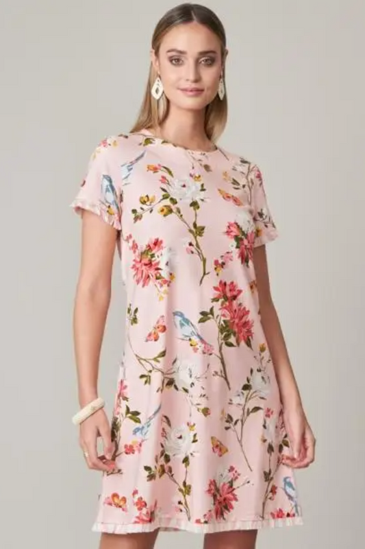 Island Fringe Babbie's Store Bird Floral Dress Blush