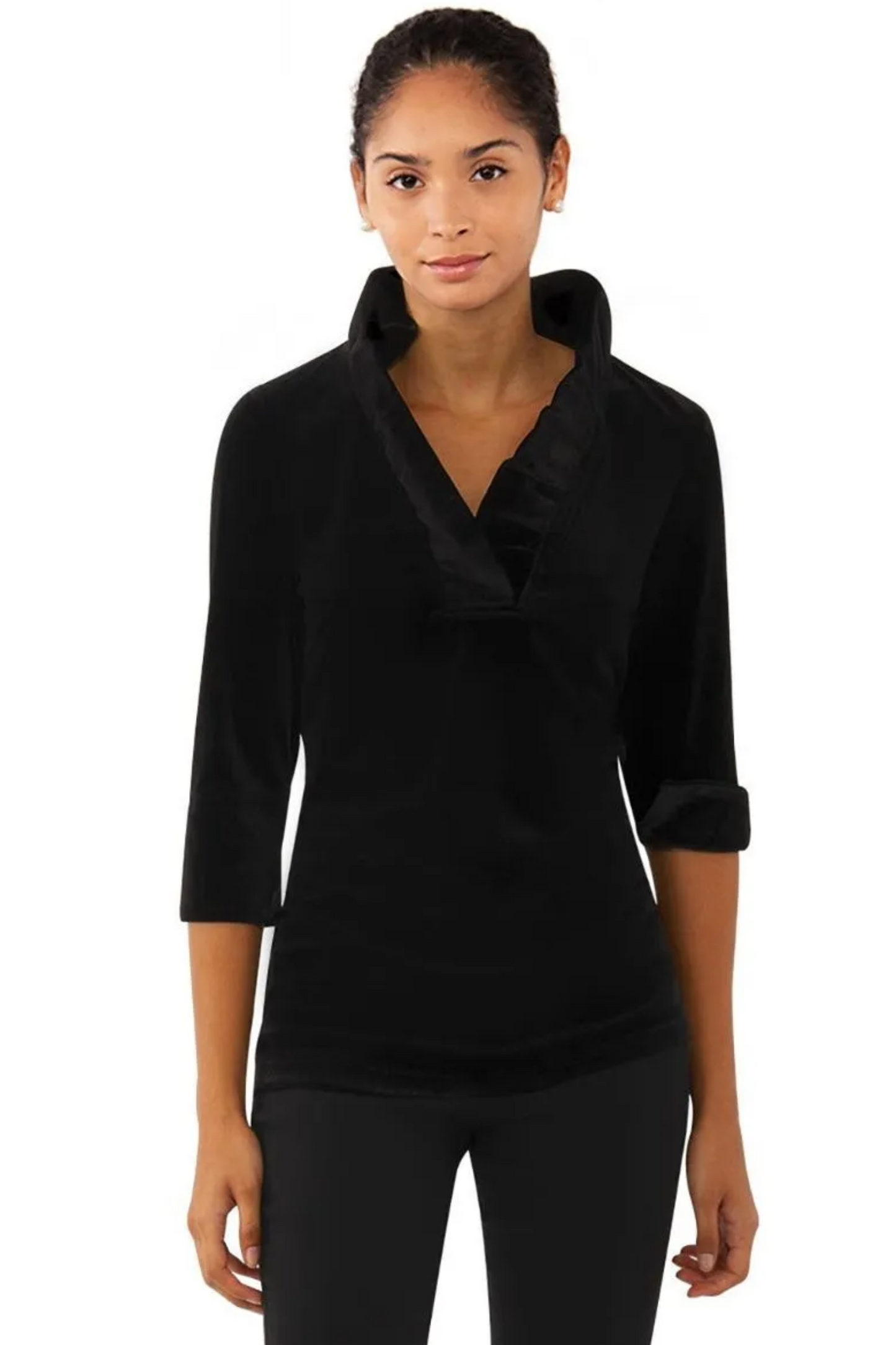 Ruffneck Top-Silky Velvet Black