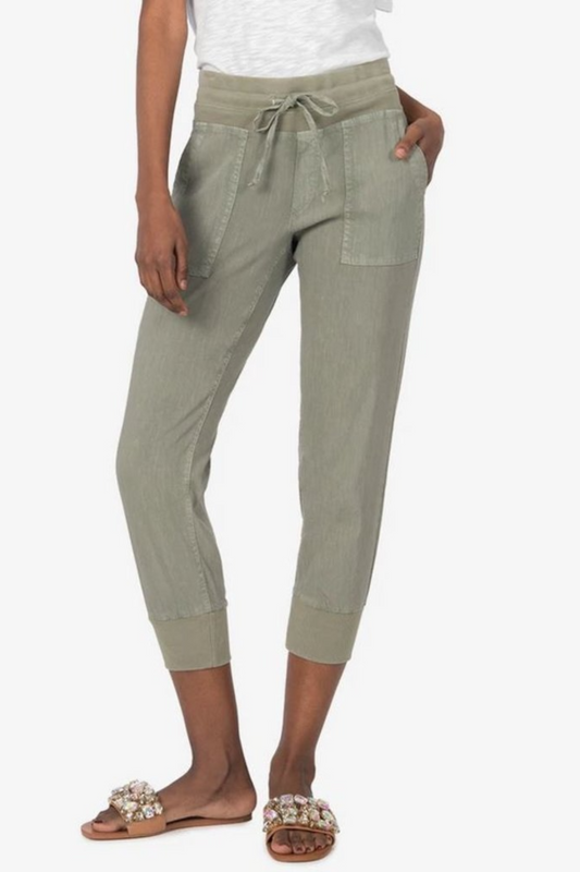 Mirabella-Drawcord Pull On Pants Olive
