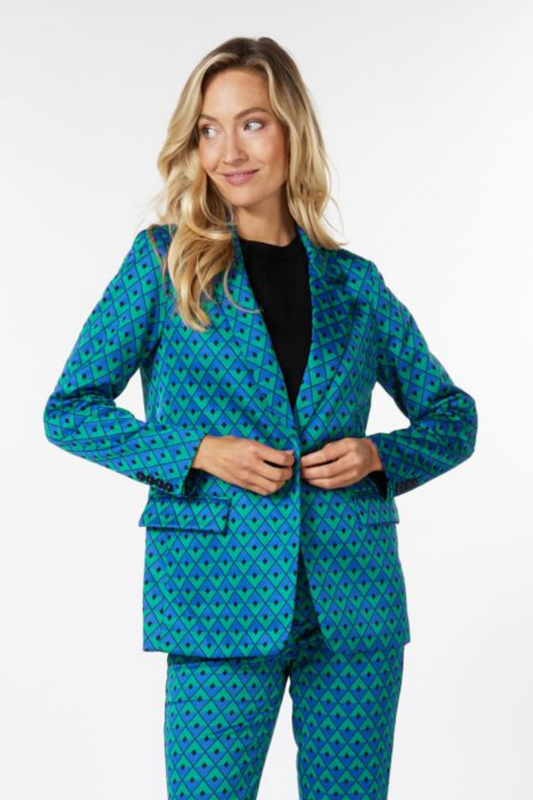 Blazer Jacquard Retro Print