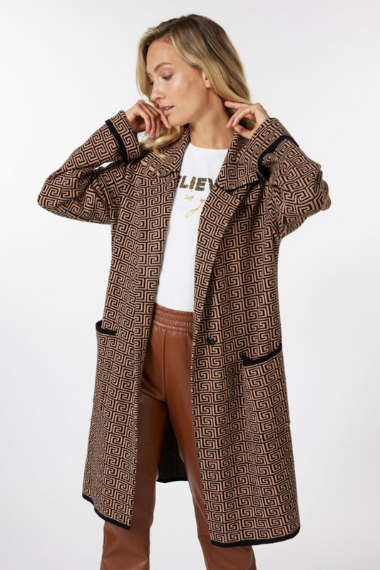 Cardigan Blazer Graphic Jacquard Brown