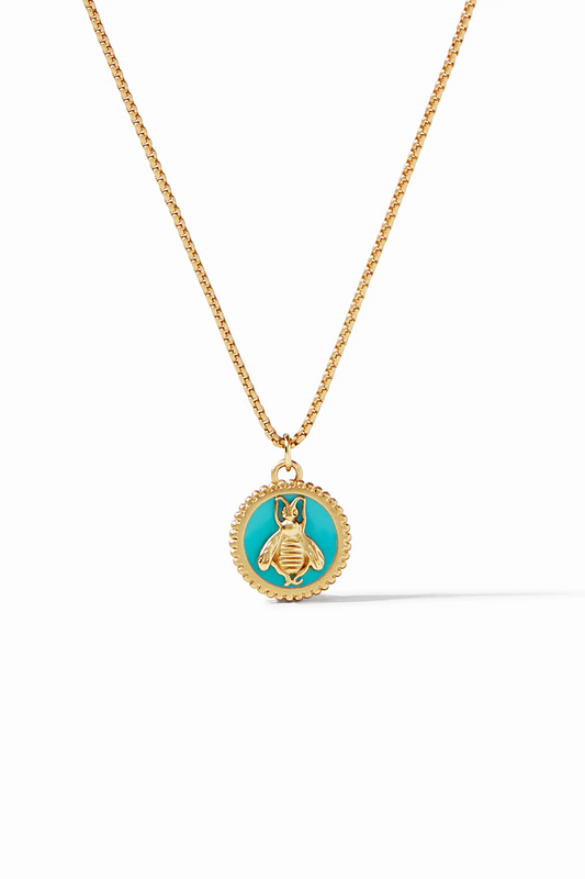 Bee Cameo Delicate Necklace-Bahamian Blue