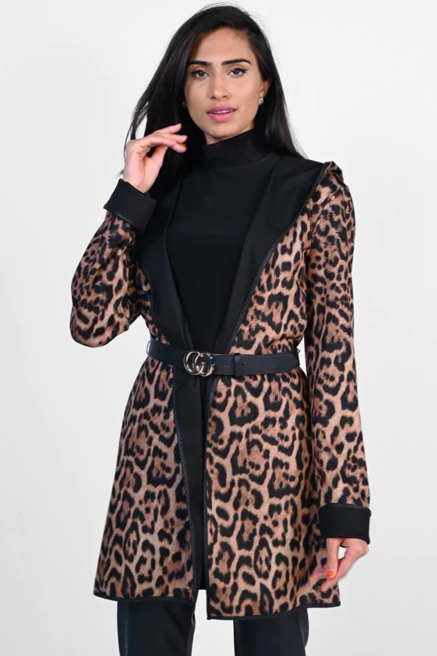 Black/Leopard Reversible Coat
