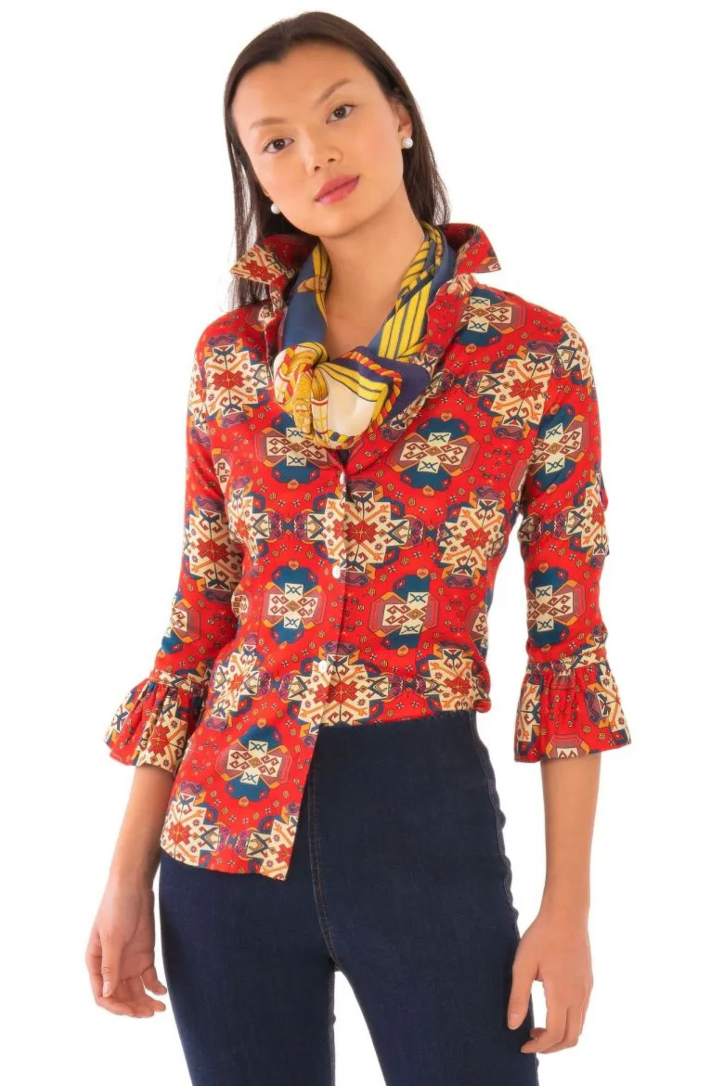 Priss Blouse-Turkey Trot Red