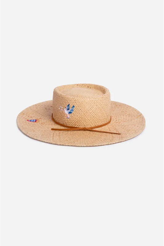 Adara Embroidered Boater Hat
